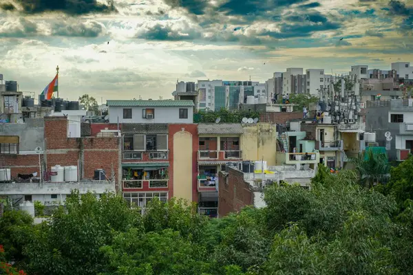 Low Angle View Modern Buildings Forest Delhi India — Stock Photo, Image