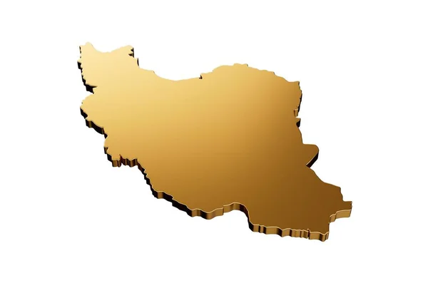 Render Gold Iran Shaped Map Isolated White Background — Stock Photo, Image