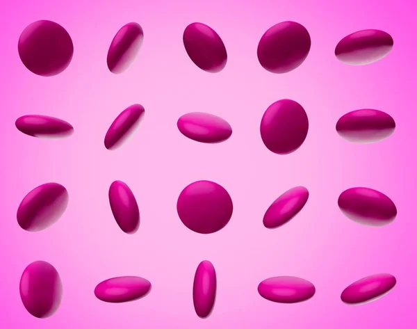 Una Ilustración Caída Gemas Caramelo Rosa Aisladas Sobre Fondo Rosa — Foto de Stock