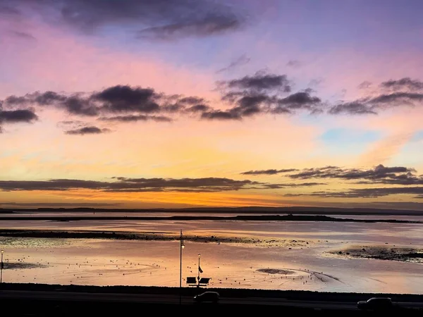 Вид Воздуха Красивый Восход Солнца Заливе Голуэй Ницца Воде — стоковое фото
