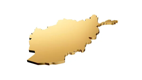 Rendering Luxurious Golden Afghanistan Map Isolated White Background — Stock Photo, Image