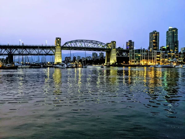 Una Splendida Vista Dalla Baia Vancouver Notte — Foto Stock