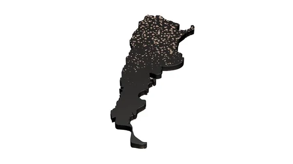 Beyaz Arka Planda Izole Edilmiş Lüks Siyah Arjantin Haritasının Boyutlu — Stok fotoğraf