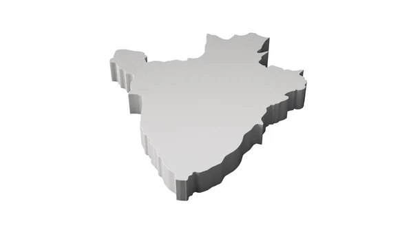 Återgivning Lyxig Silver Burundi Karta Isolerad Vit Bakgrund — Stockfoto