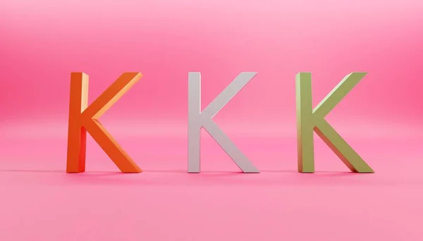 ピンクの背景に赤 金色の3つのK文字 — ストック写真