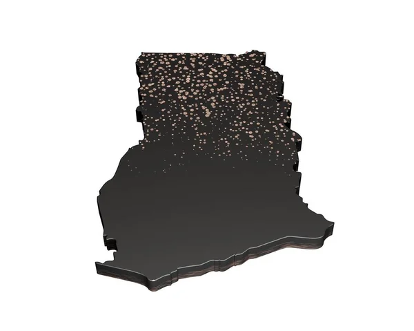 Metalik Siyah Gana Şekilli Bir Haritanın Beyaz Arkaplanda Izole Edilmiş — Stok fotoğraf