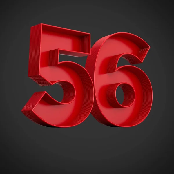 黒の背景に数字56の赤いブロックの数字の3Dレンダリング — ストック写真