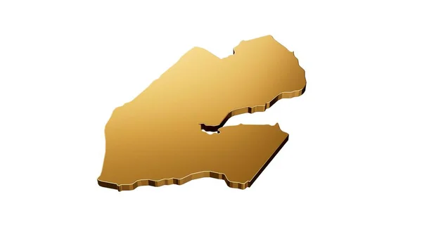 Vykreslení Luxusní Zlaté Mapy Džibuti Izolované Bílém Pozadí — Stock fotografie