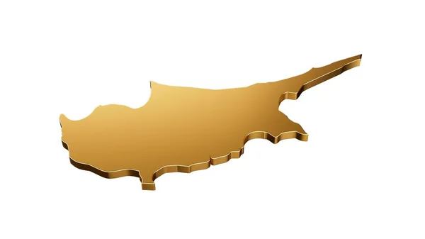 Representación Lujoso Mapa Dorado Chipre Aislado Sobre Fondo Blanco —  Fotos de Stock