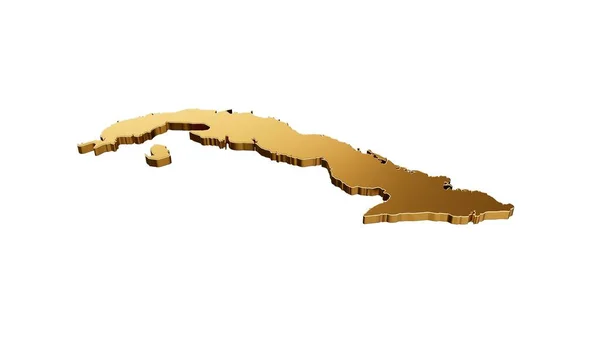 Beyaz Arka Planda Izole Edilmiş Lüks Bir Altın Küba Haritasının — Stok fotoğraf