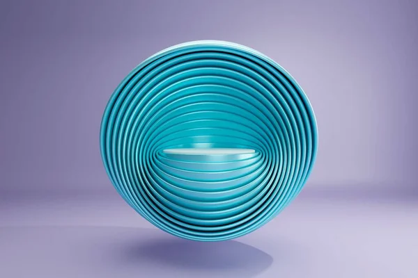 由一系列重叠的蓝板构成的浮雕金属碗状的三维渲染 — 图库照片