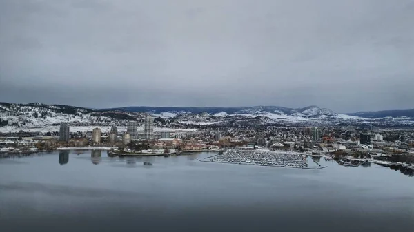 Вид Воздуха Город Зимой — стоковое фото