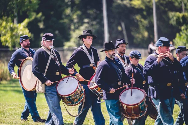 Musical Team Performing Civil War Reenactment Jackson City Michigan Usa — Stock Photo, Image