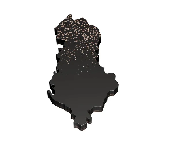 Rendering Luxurious Black Albania Map Isolated White Background — Stock Photo, Image