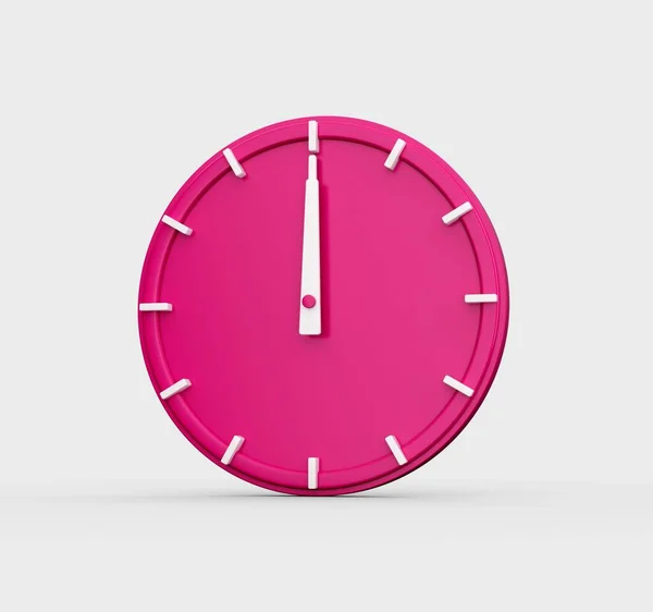 Uma Renderização Relógio Parede Rosa Mostrando Tempo Horas Isolado Fundo — Fotografia de Stock