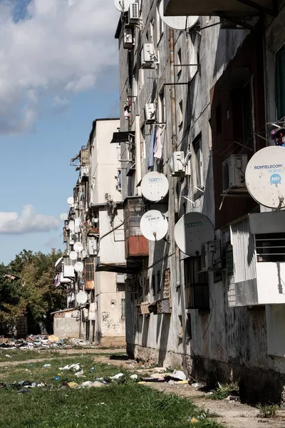 Vertical Shot Apartment Buildings Satellite Dishes Ferentari — Stock Photo, Image