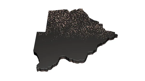 Рендеринг Роскошной Черной Карты Ботсваны Белом Фоне — стоковое фото