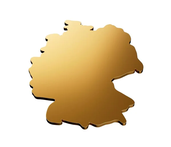 Återgivning Guld Tyskland Formad Karta Isolerad Vit Bakgrund — Stockfoto