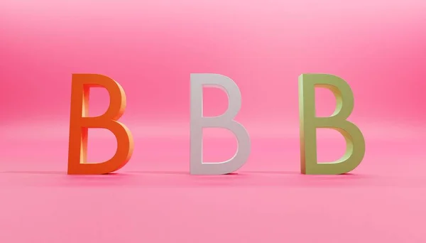 ピンクの背景に赤 金色の3つのB文字 — ストック写真