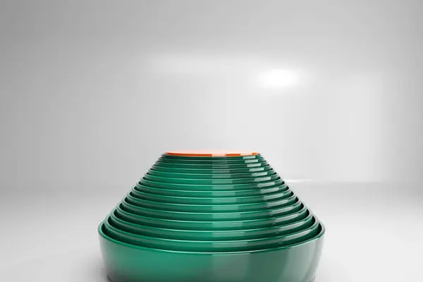 Μια Εικόνα Ενός Αφηρημένου Πράσινου Στρογγυλό Τραπέζι Στρώματα Και Ένα — Φωτογραφία Αρχείου