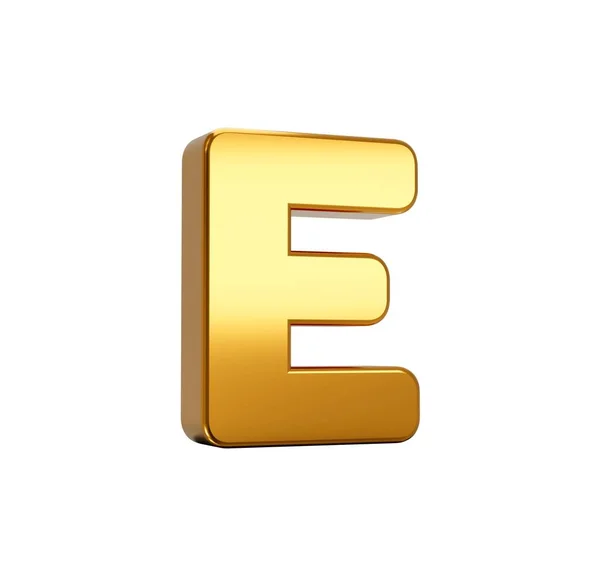 ホワイトを基調としたゴールドアルファベット大文字Eの3Dレンダリング — ストック写真