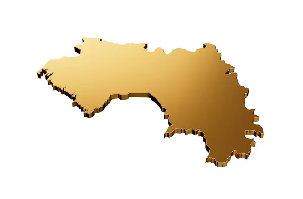 Render Gold Guinea Shaped Map Isolated White Background — Stock Photo, Image