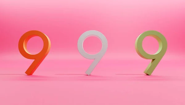 Three Numbers Red White Golden Colors Pink Background — Stock Photo, Image