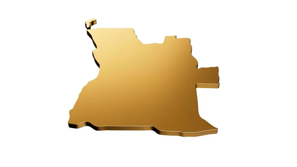 Rendering Luxurious Golden Angola Map Isolated White Background — Stock Photo, Image