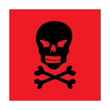 Kırmızı arka planda izole edilmiş bir cadılar bayramı kafatası simgesi.