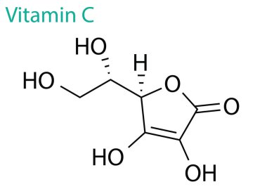C vitamininin molekül yapısının bir vektör çizimi