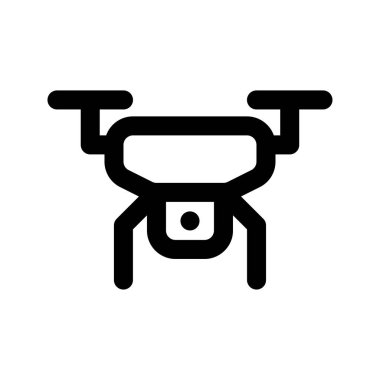 Beyaz bir arkaplanda izole edilmiş İHA kamerasının teknolojik simgesinin vektör çizimi