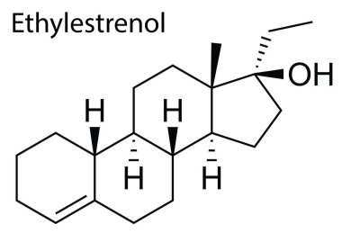 Etilestronol anabolik-androjenik steroidin kimyasal yapısının bir vektörü