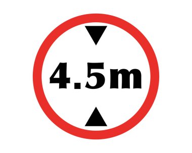 Güvenli yol işaretinin vektör çizimi aracın maksimum yüksekliğinin 4.5 metre olduğunu söylüyor..
