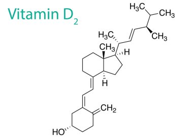 D2 vitamininin molekül yapısının bir vektör çizimi