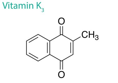 K3 vitamininin molekül yapısının bir vektör çizimi