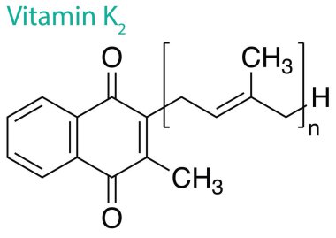 K2 vitamininin molekül yapısının bir vektör çizimi