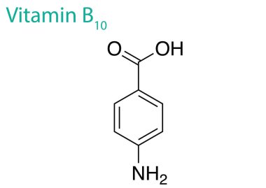 Beyaz zemin üzerinde izole edilmiş B10 vitamini molekülünün bir çizimi