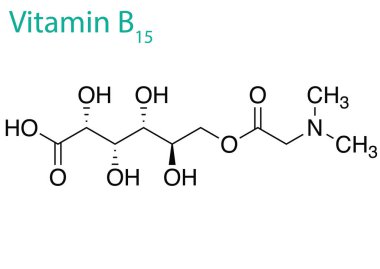 Beyaz zemin üzerinde izole edilmiş B15 vitamini molekülünün bir çizimi