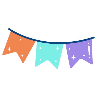 Beyaz arkaplanda parti bayraklarının düzenlenebilir bir vektörü