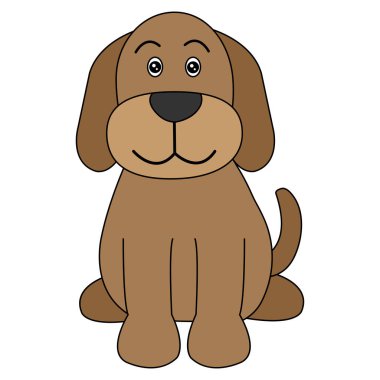 Beyaz arka planda sevimli bir köpeğin düzenlenebilir bir vektör çizimi