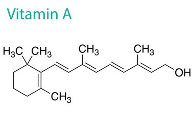 A vitamininin yapısını gösteren beyaz bir arkaplanda grafik tasarımı
