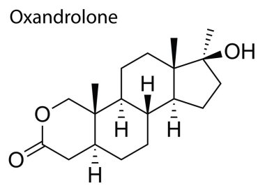 Oxandrolone anabolik-androjenik steroidin kimyasal yapısının bir vektörü
