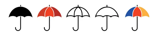 Ein Vektor Set Verschiedener Regenschirme Auf Weißem Hintergrund — Stockvektor