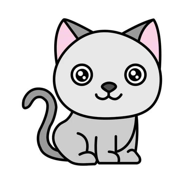 Editable Vector Illustration Cute Cat White Background — Stock Vector