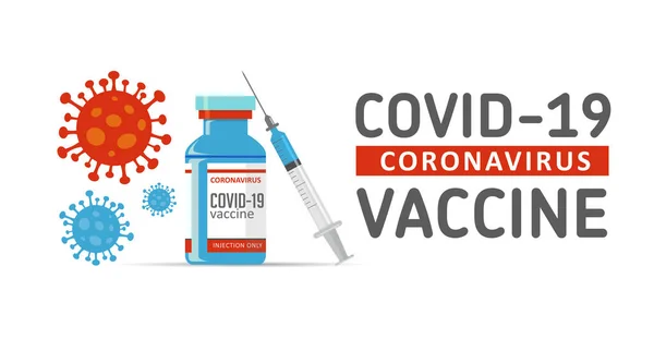 最小限の抽象Covid 19ワクチンボトルと注射器注入ツールのデザイン白い背景に隔離されたワクチン接種 — ストックベクタ