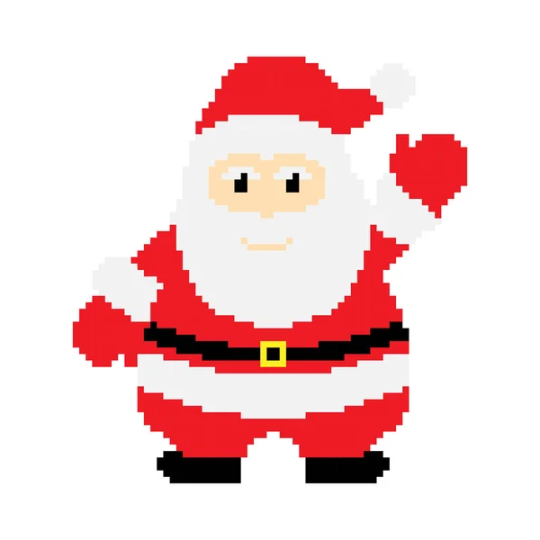 Diseño Vectorial Pixel Art Santa Claus Sobre Fondo Blanco — Vector de stock