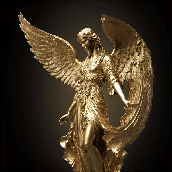 Uma Estátua Ouro Anjo Feminino — Vetor de Stock