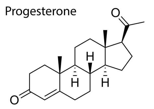 Ein Vektor Der Molekularen Struktur Des Menschlichen Steroids Progesteron — Stockvektor