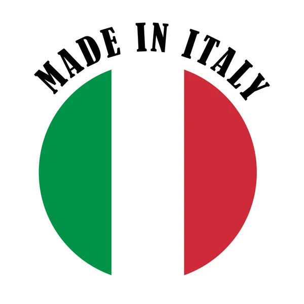 Ícone Forma Redonda Com Cores Bandeira Itália Com Texto Made —  Vetores de Stock