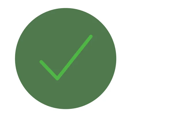 Zielony Znak Kontrolny Symbolu Białym Tle — Wektor stockowy